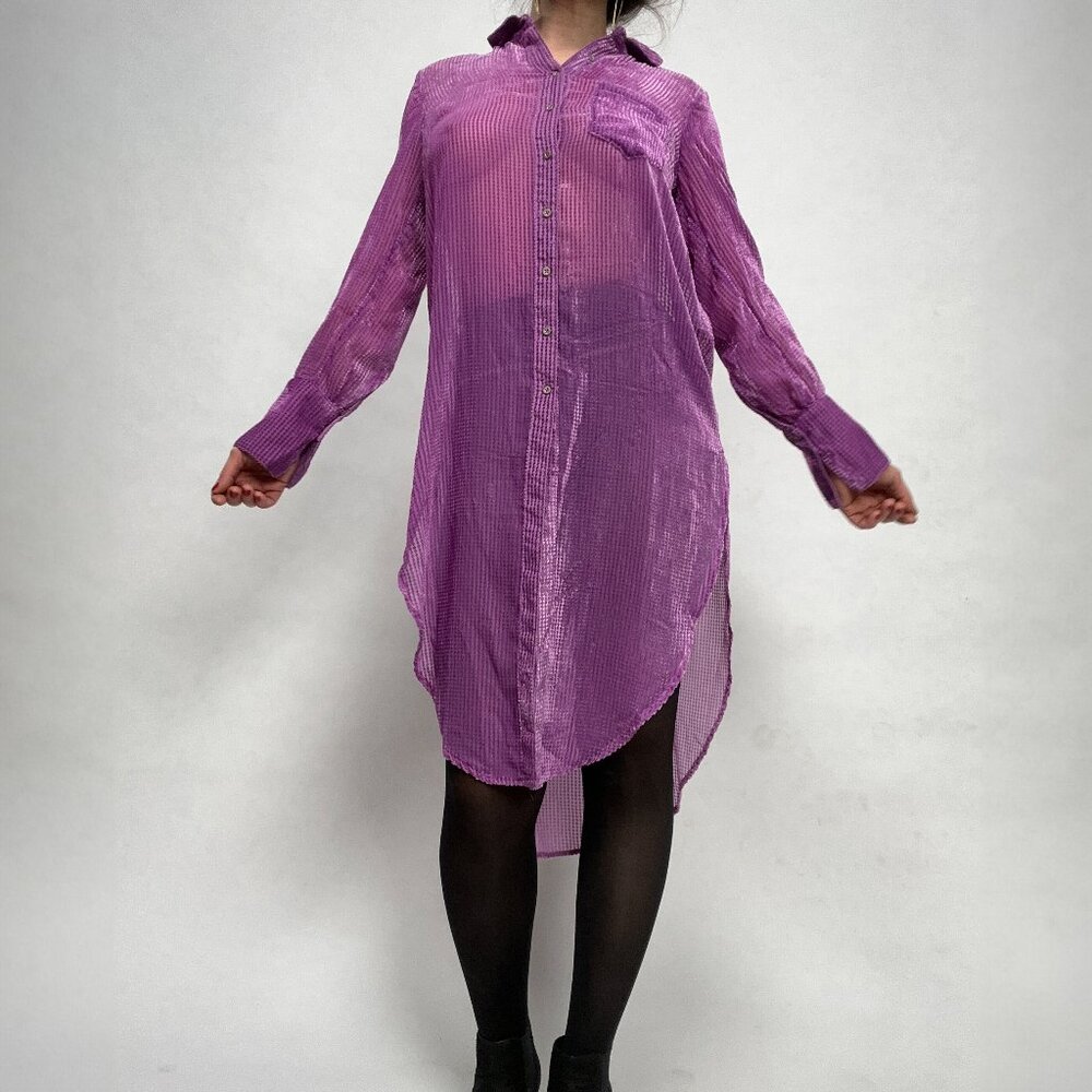 Akemi + Kin (Originally Sold at Anthropologie) Sheer Velvet Shirt Dress